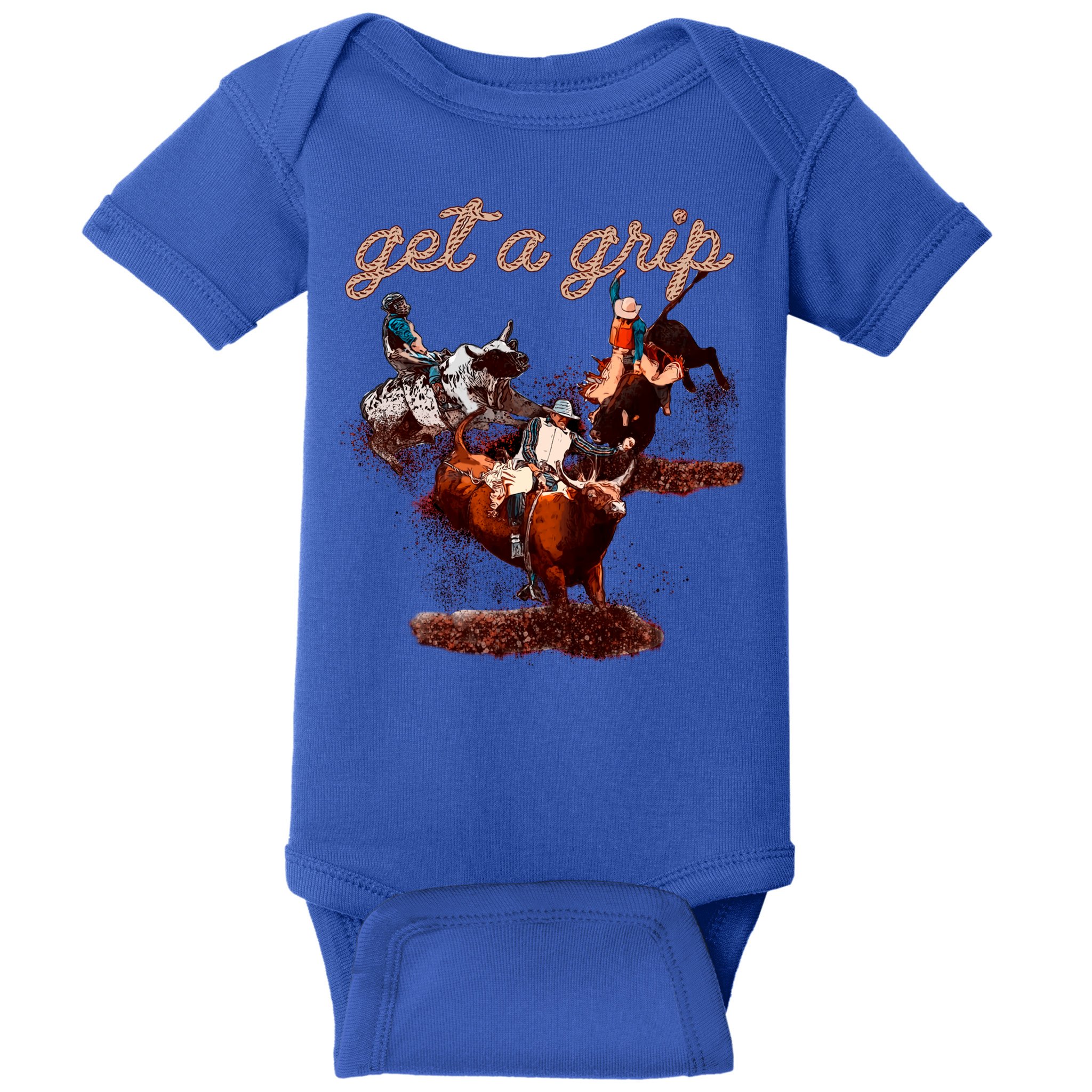 Rodeo Dad Bull Rider Get A Grip Western Country Cowboy Gift Baby Bodysuit