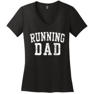 Running Dad Birthday Classic Bold Font Running Daddy Women's V-Neck T-Shirt