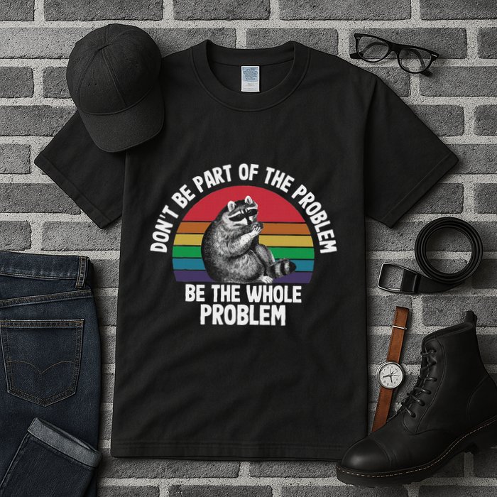 Racoon DonT Be Part Of The Problem Be The Whole Problem Tall T-Shirt