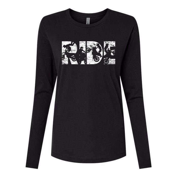 Ride Dirt Bike Rider Motocross Enduro Dirt Biking Womens Cotton Relaxed Long Sleeve T-Shirt