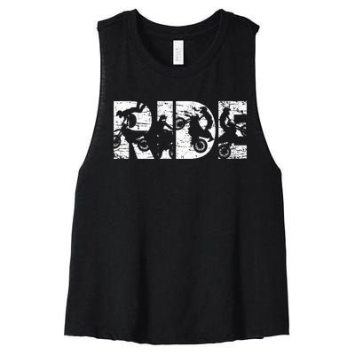 Ride Dirt Bike Rider Motocross Enduro Dirt Biking Women's Racerback Cropped Tank