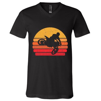 Retro Dirt Bike Rider Vintage Mx Motocross Supercross V-Neck T-Shirt