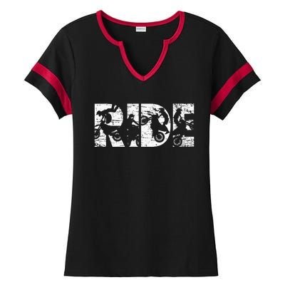 Ride Dirt Bike Rider Motocross Enduro Dirt Biking Ladies Halftime Notch Neck Tee