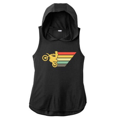 Retro Dirt Bike Rider Vintage MX Motocross Supercross Ladies PosiCharge Tri-Blend Wicking Draft Hoodie Tank