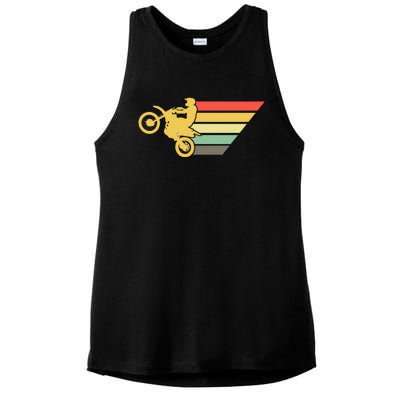 Retro Dirt Bike Rider Vintage MX Motocross Supercross Ladies PosiCharge Tri-Blend Wicking Tank