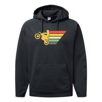 Retro Dirt Bike Rider Vintage MX Motocross Supercross Performance Fleece Hoodie