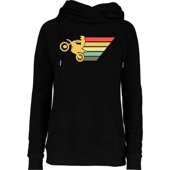 Retro Dirt Bike Rider Vintage MX Motocross Supercross Womens Funnel Neck Pullover Hood