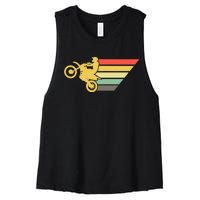 Retro Dirt Bike Rider Vintage MX Motocross Supercross Women's Racerback Cropped Tank