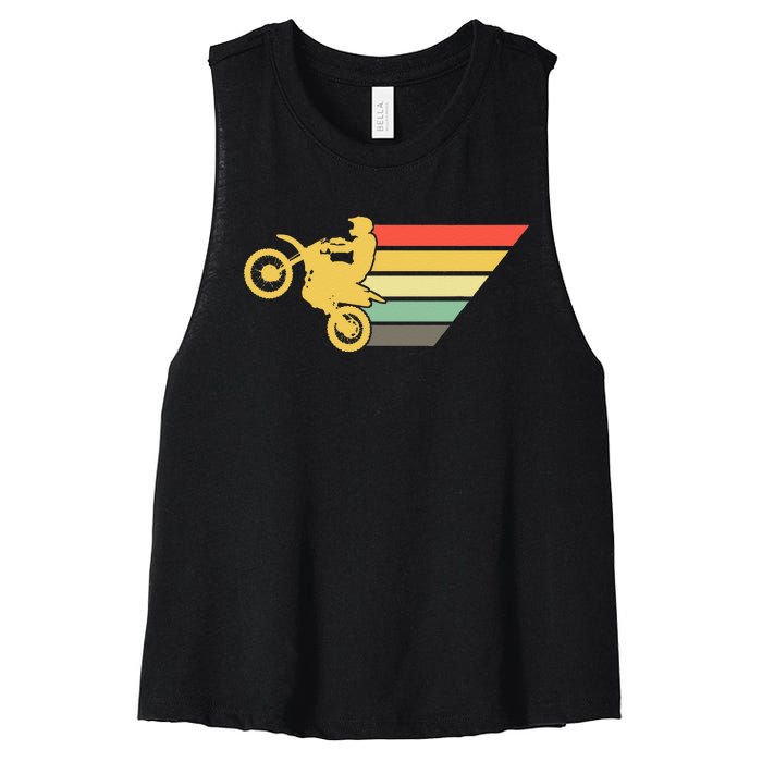 Retro Dirt Bike Rider Vintage MX Motocross Supercross Women's Racerback Cropped Tank