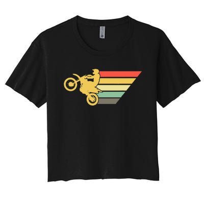 Retro Dirt Bike Rider Vintage MX Motocross Supercross Women's Crop Top Tee