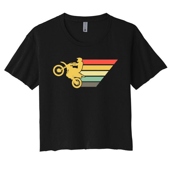 Retro Dirt Bike Rider Vintage MX Motocross Supercross Women's Crop Top Tee