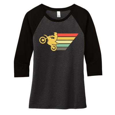 Retro Dirt Bike Rider Vintage MX Motocross Supercross Women's Tri-Blend 3/4-Sleeve Raglan Shirt