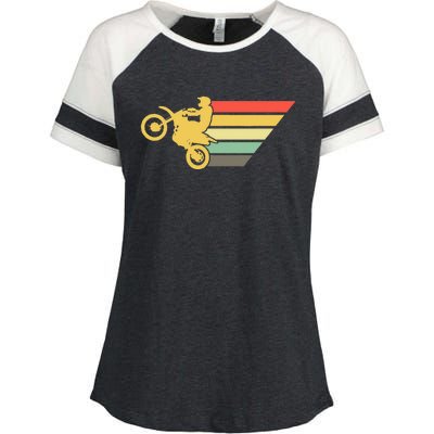 Retro Dirt Bike Rider Vintage MX Motocross Supercross Enza Ladies Jersey Colorblock Tee