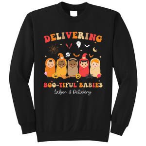 Retro Delivering Bootiful Babies Labor & Delivery Halloween Sweatshirt