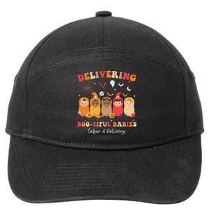 Retro Delivering Bootiful Babies Labor & Delivery Halloween 7-Panel Snapback Hat