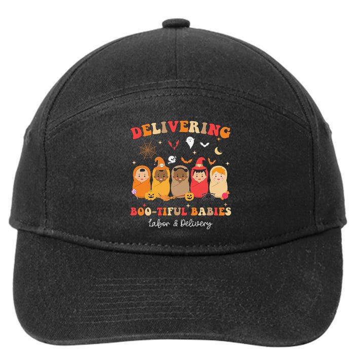 Retro Delivering Bootiful Babies Labor & Delivery Halloween 7-Panel Snapback Hat