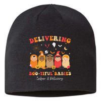 Retro Delivering Bootiful Babies Labor & Delivery Halloween Sustainable Beanie