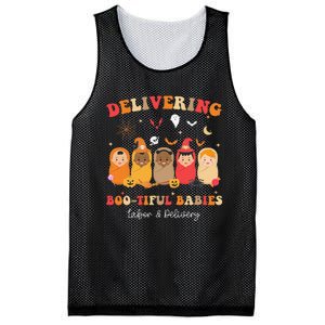 Retro Delivering Bootiful Babies Labor & Delivery Halloween Mesh Reversible Basketball Jersey Tank