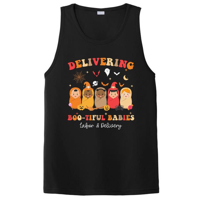 Retro Delivering Bootiful Babies Labor & Delivery Halloween PosiCharge Competitor Tank