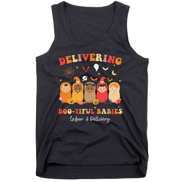 Retro Delivering Bootiful Babies Labor & Delivery Halloween Tank Top