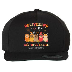 Retro Delivering Bootiful Babies Labor & Delivery Halloween Wool Snapback Cap