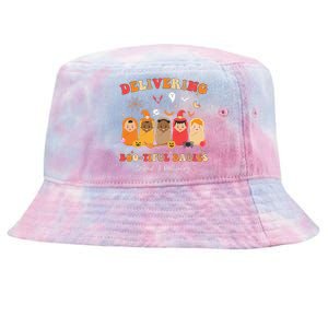 Retro Delivering Bootiful Babies Labor & Delivery Halloween Tie-Dyed Bucket Hat