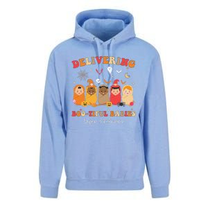 Retro Delivering Bootiful Babies Labor & Delivery Halloween Unisex Surf Hoodie