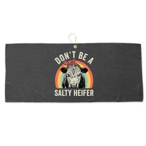 Retro Don't Be A Salty Heifer Cow Lover Large Microfiber Waffle Golf Towel