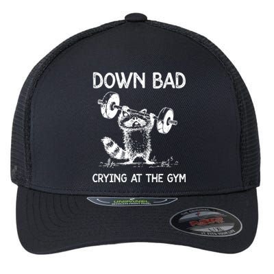 Racoon Down Bad Crying At The Gym Ttpd Flexfit Unipanel Trucker Cap