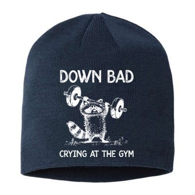 Racoon Down Bad Crying At The Gym Ttpd Sustainable Beanie