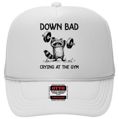 Racoon Down Bad Crying At The Gym Ttpd High Crown Mesh Back Trucker Hat