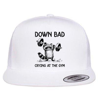 Racoon Down Bad Crying At The Gym Ttpd Flat Bill Trucker Hat