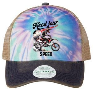 Retro Dirt Bike 4th Birthday Need Four Speed Legacy Tie Dye Trucker Hat