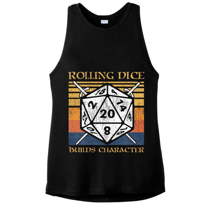 Rolling Dice Builds Character Funny Rpg Tabletop Gamer Ladies PosiCharge Tri-Blend Wicking Tank