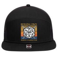 Rolling Dice Builds Character Funny Rpg Tabletop Gamer 7 Panel Mesh Trucker Snapback Hat