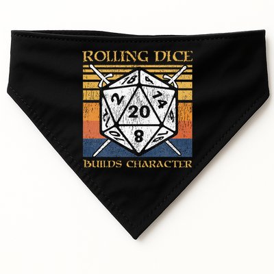 Rolling Dice Builds Character Funny Rpg Tabletop Gamer USA-Made Doggie Bandana