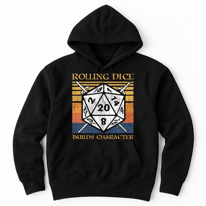 Rolling Dice Builds Character Funny Rpg Tabletop Gamer Hoodie