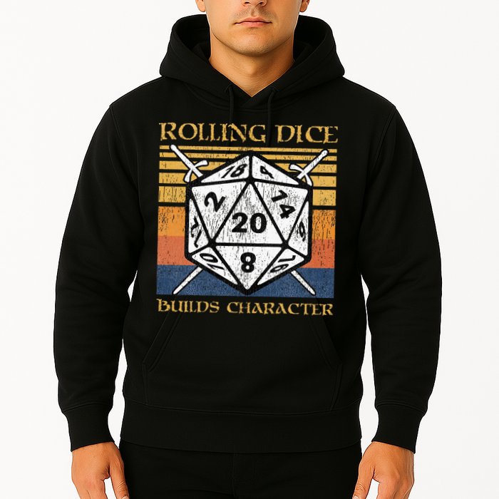 Rolling Dice Builds Character Funny Rpg Tabletop Gamer Hoodie