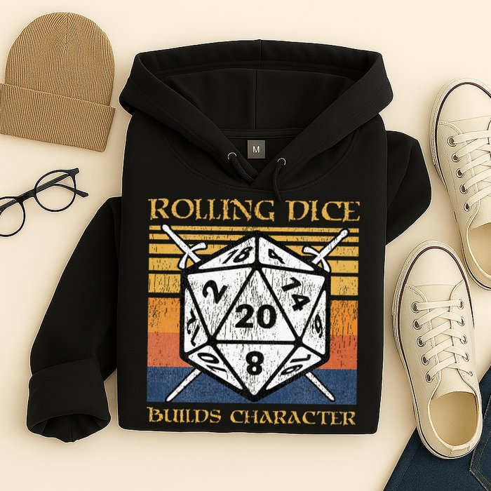 Rolling Dice Builds Character Funny Rpg Tabletop Gamer Hoodie