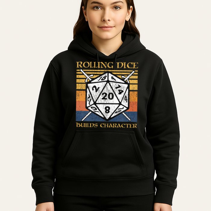Rolling Dice Builds Character Funny Rpg Tabletop Gamer Hoodie