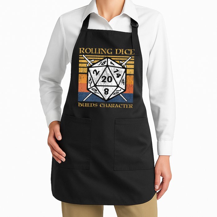 Rolling Dice Builds Character Funny Rpg Tabletop Gamer Apron