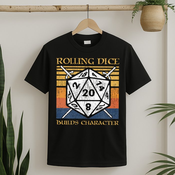 Rolling Dice Builds Character Funny Rpg Tabletop Gamer T-Shirt