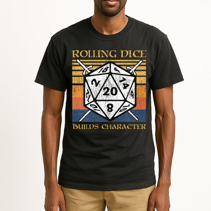 Rolling Dice Builds Character Funny Rpg Tabletop Gamer Tall T-Shirt
