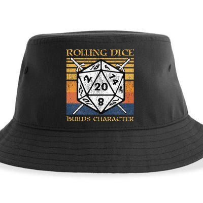 Rolling Dice Builds Character Funny Rpg Tabletop Gamer Sustainable Bucket Hat