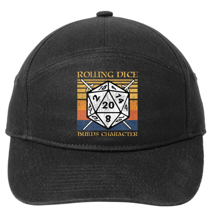 Rolling Dice Builds Character Funny Rpg Tabletop Gamer 7-Panel Snapback Hat