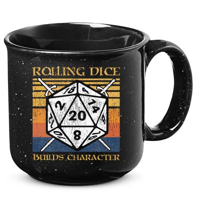 Rolling Dice Builds Character Funny Rpg Tabletop Gamer 15oz Campfire Ceramic Mug