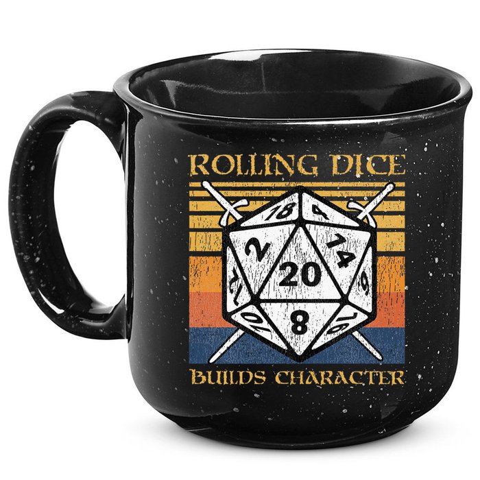 Rolling Dice Builds Character Funny Rpg Tabletop Gamer 15oz Campfire Ceramic Mug