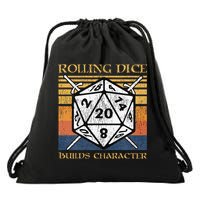 Rolling Dice Builds Character Funny Rpg Tabletop Gamer Drawstring Bag
