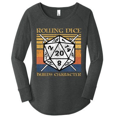Rolling Dice Builds Character Funny Rpg Tabletop Gamer Women's Perfect Tri Tunic Long Sleeve Shirt