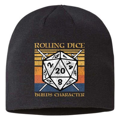 Rolling Dice Builds Character Funny Rpg Tabletop Gamer Sustainable Beanie